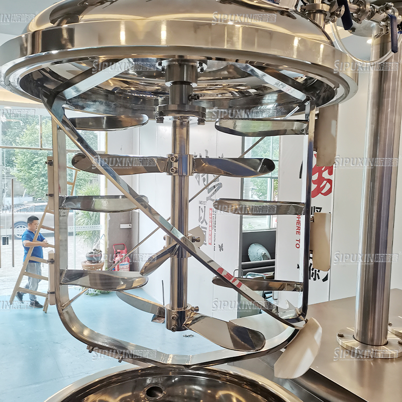 Mixer pengemulsi vakum pemanas listrik untuk krim 300 liter sirkulasi eksternal homogenizer pasta mixer dengan plc