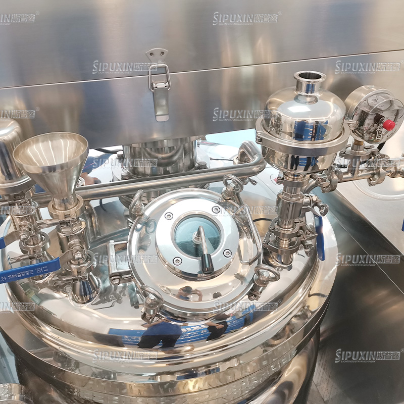 Mixer pengemulsi vakum pemanas listrik untuk krim 300 liter sirkulasi eksternal homogenizer pasta mixer dengan plc