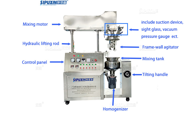 10L Hidraulik Pengangkatan Vakum Homogenzing Mixer Kosmetik Kapasitas Kecil Homogenzier Mixer Untuk Krim